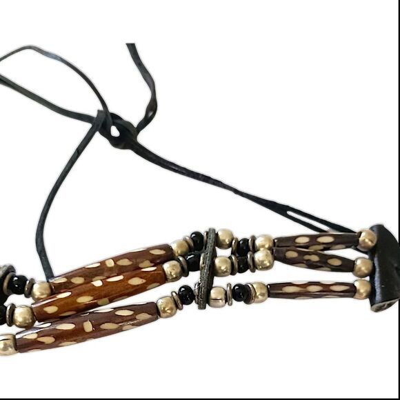 Native American Style Choker Necklace Ceramic Beaded Tribal Ethnic Bohemian - Picture 3 of 16